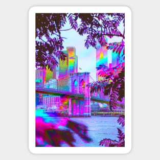 Brooklyn Bridge Vaporwave Art Sticker